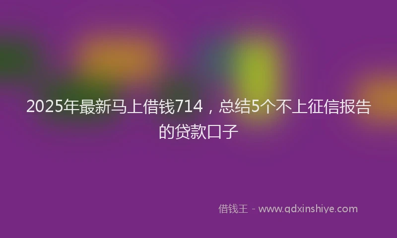 2025年最新马上借钱714，总结5个不上征信报告的贷款口子