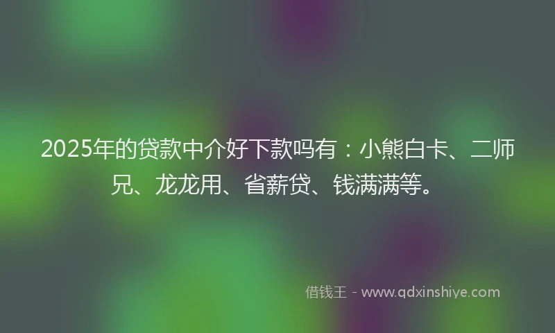 2025年的贷款中介好下款吗有：小熊白卡、二师兄、龙龙用、省薪贷、钱满满等。