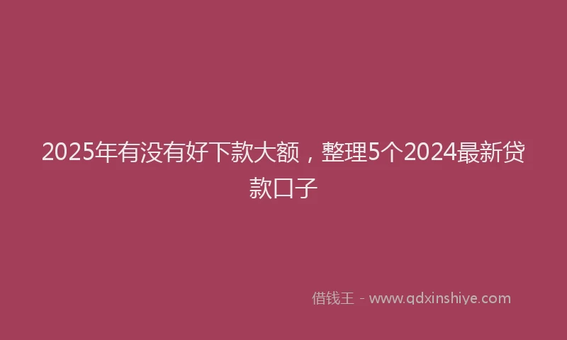 2025年有没有好下款大额，整理5个2024最新贷款口子