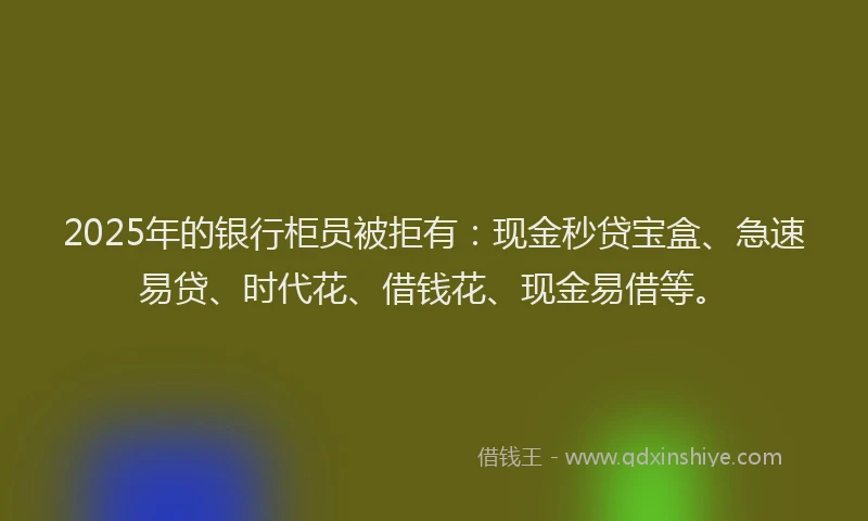 2025年的银行柜员被拒有：现金秒贷宝盒、急速易贷、时代花、借钱花、现金易借等。