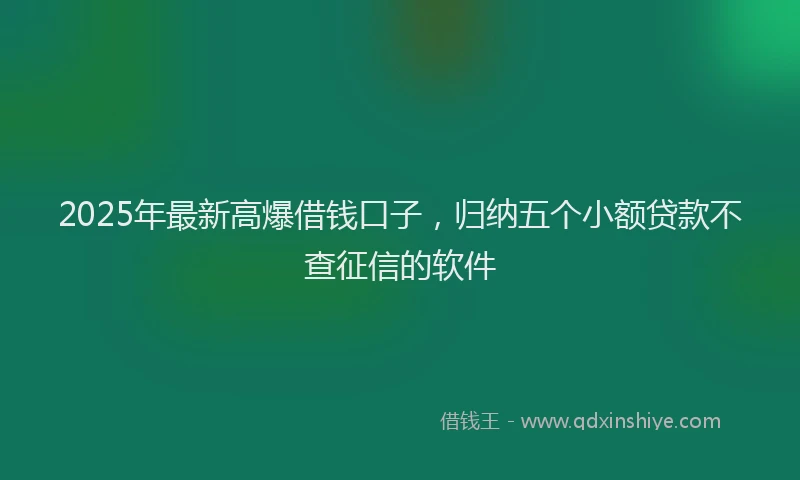 2025年最新高爆借钱口子，归纳五个小额贷款不查征信的软件