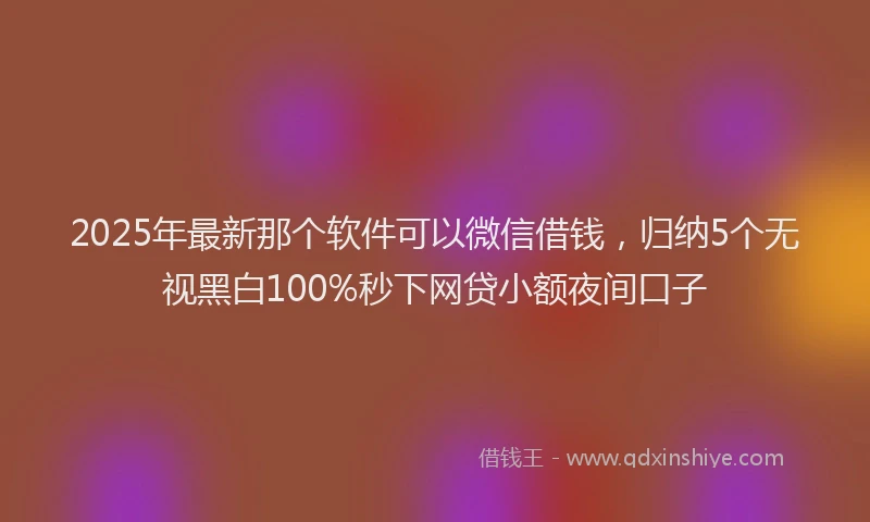 2025年最新那个软件可以微信借钱，归纳5个无视黑白100%秒下网贷小额夜间口子