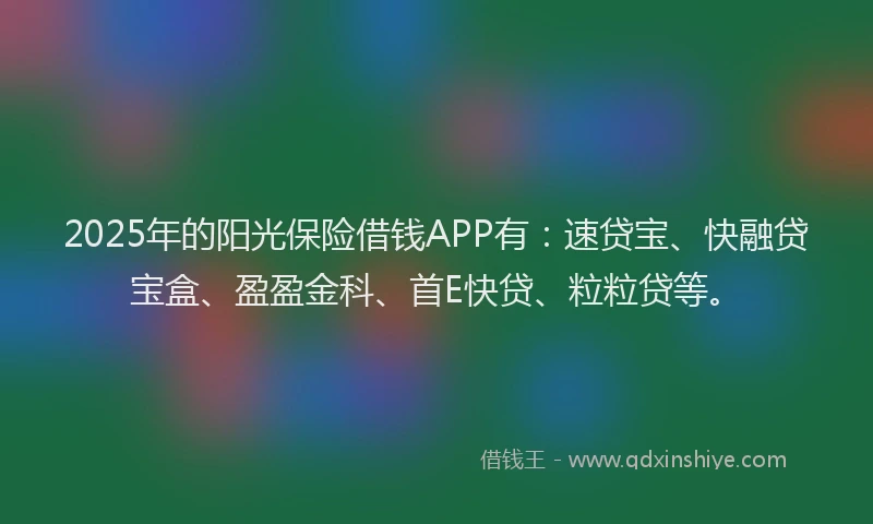 2025年的阳光保险借钱APP有：速贷宝、快融贷宝盒、盈盈金科、首E快贷、粒粒贷等。