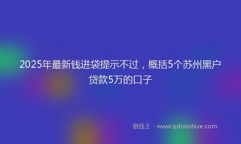 2025年最新钱进袋提示不过，概括5个苏州黑户贷款5万的口子