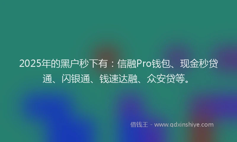 2025年的黑户秒下有：信融Pro钱包、现金秒贷通、闪银通、钱速达融、众安贷等。