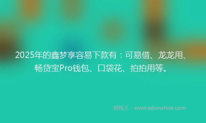 2025年的鑫梦享容易下款有：可易借、龙龙用、畅贷宝Pro钱包、口袋花、拍拍用等。