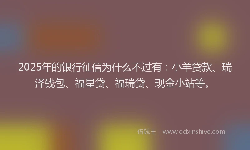 2025年的银行征信为什么不过有：小羊贷款、瑞泽钱包、福星贷、福瑞贷、现金小站等。