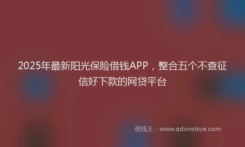 2025年最新阳光保险借钱APP，整合五个不查征信好下款的网贷平台