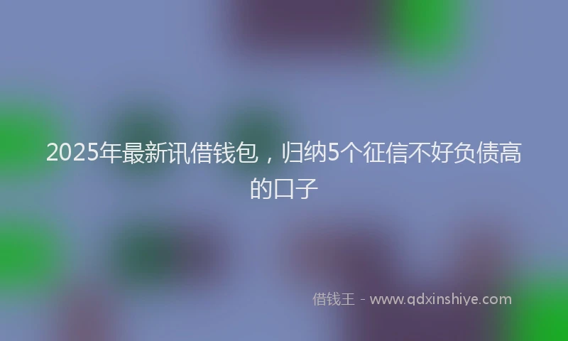 2025年最新讯借钱包，归纳5个征信不好负债高的口子