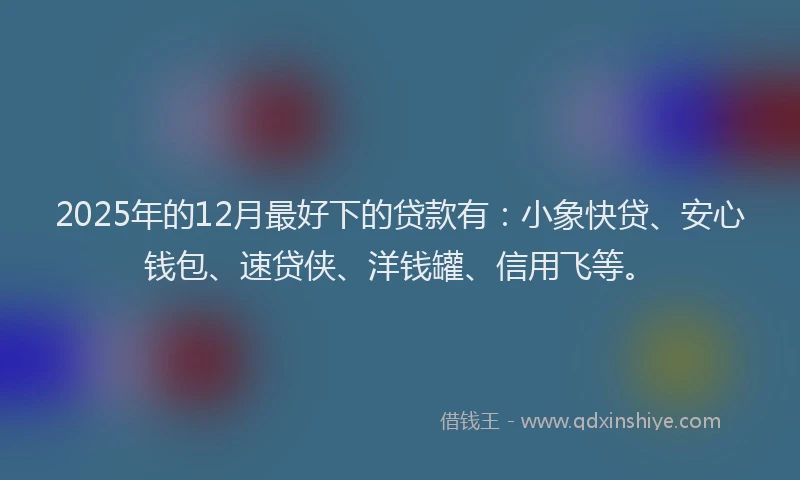 2025年的12月最好下的贷款有：小象快贷、安心钱包、速贷侠、洋钱罐、信用飞等。