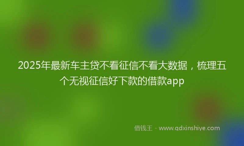 2025年最新车主贷不看征信不看大数据，梳理五个无视征信好下款的借款app