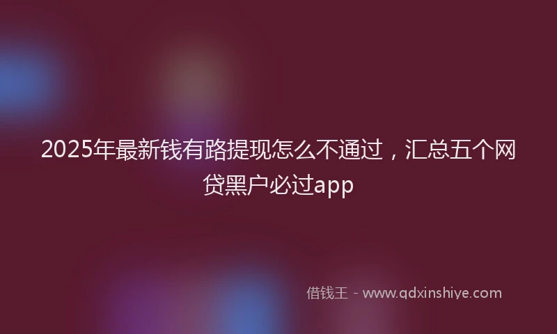 2025年最新钱有路提现怎么不通过，汇总五个网贷黑户必过app