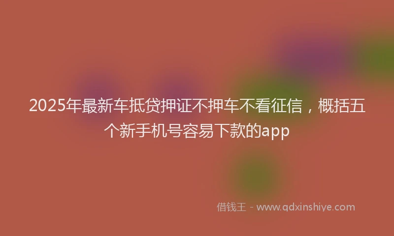 2025年最新车抵贷押证不押车不看征信，概括五个新手机号容易下款的app