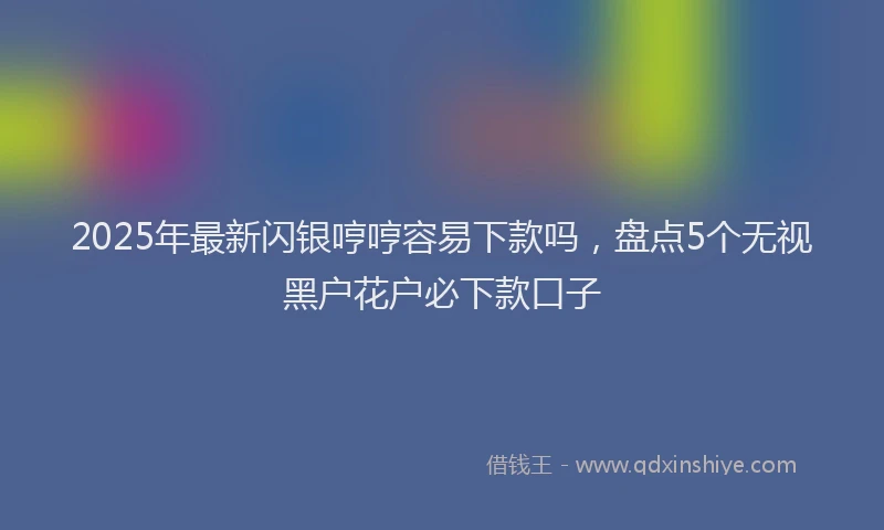 2025年最新闪银哼哼容易下款吗，盘点5个无视黑户花户必下款口子