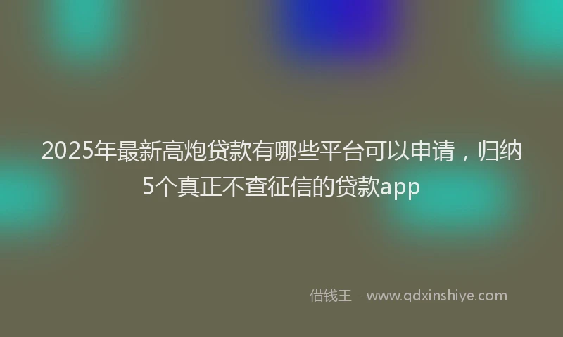 2025年最新高炮贷款有哪些平台可以申请，归纳5个真正不查征信的贷款app