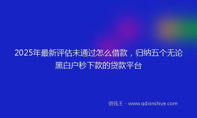 2025年最新评估未通过怎么借款，归纳五个无论黑白户秒下款的贷款平台