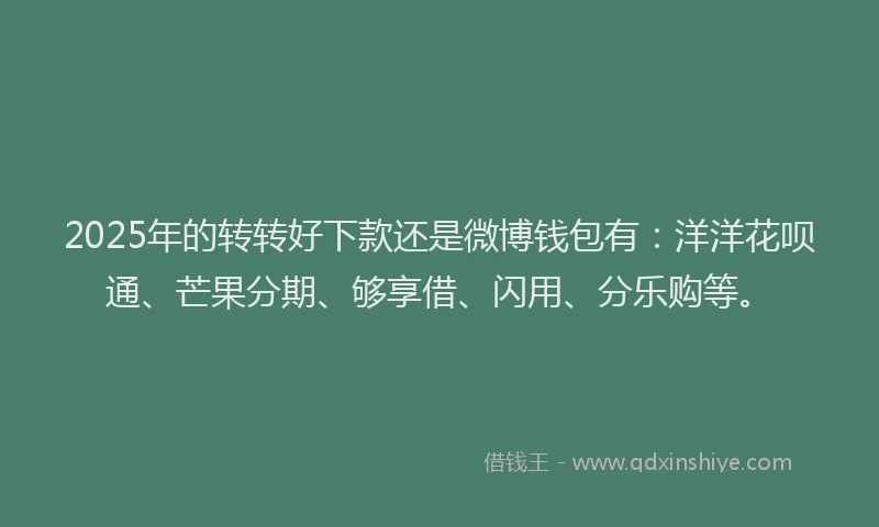 2025年的转转好下款还是微博钱包有：洋洋花呗通、芒果分期、够享借、闪用、分乐购等。