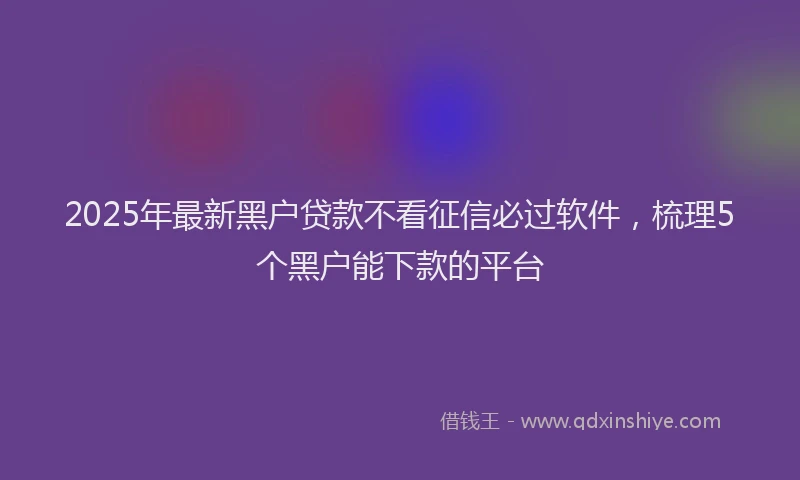 2025年最新黑户贷款不看征信必过软件，梳理5个黑户能下款的平台