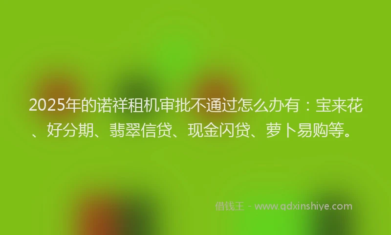 2025年的诺祥租机审批不通过怎么办有：宝来花、好分期、翡翠信贷、现金闪贷、萝卜易购等。
