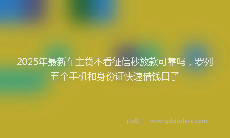 2025年最新车主贷不看征信秒放款可靠吗，罗列五个手机和身份证快速借钱口子