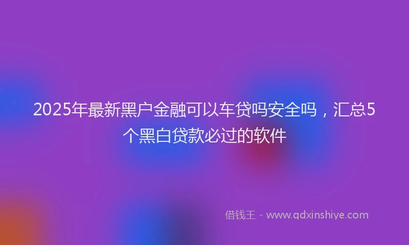 2025年最新黑户金融可以车贷吗安全吗，汇总5个黑白贷款必过的软件