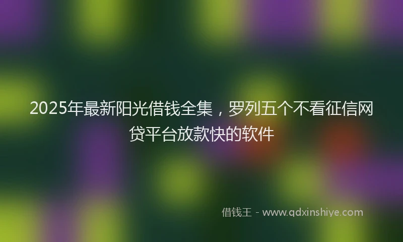 2025年最新阳光借钱全集，罗列五个不看征信网贷平台放款快的软件