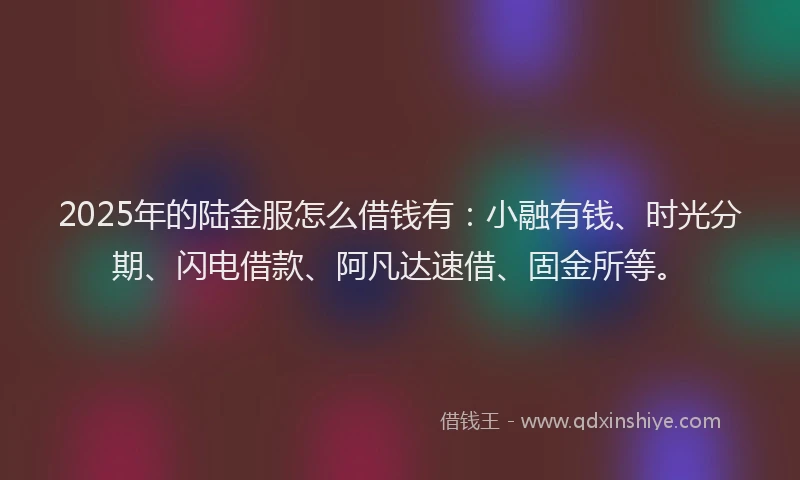 2025年的陆金服怎么借钱有：小融有钱、时光分期、闪电借款、阿凡达速借、固金所等。