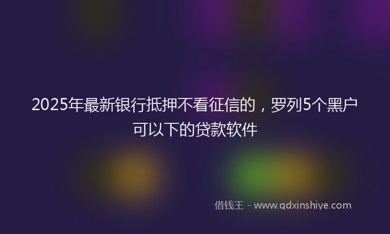 2025年最新银行抵押不看征信的，罗列5个黑户可以下的贷款软件