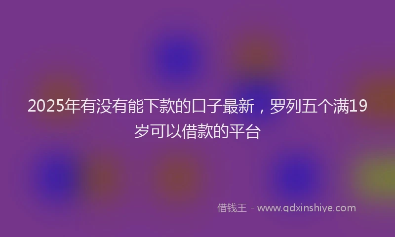 2025年有没有能下款的口子最新，罗列五个满19岁可以借款的平台