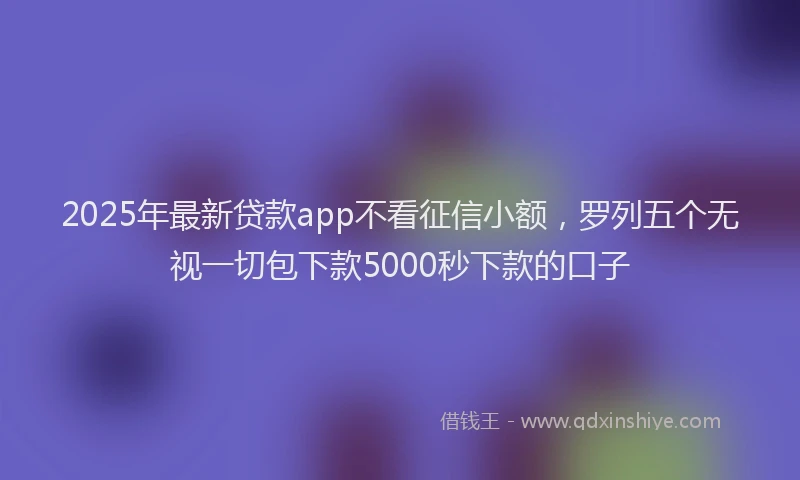 2025年最新贷款app不看征信小额，罗列五个无视一切包下款5000秒下款的口子