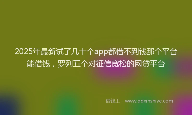 2025年最新试了几十个app都借不到钱那个平台能借钱，罗列五个对征信宽松的网贷平台