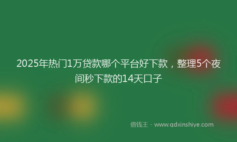 2025年热门1万贷款哪个平台好下款，整理5个夜间秒下款的14天口子