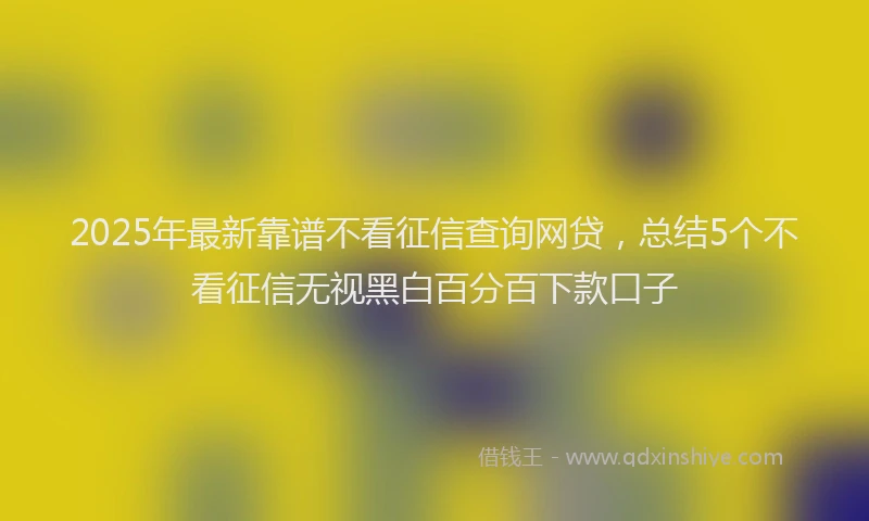 2025年最新靠谱不看征信查询网贷，总结5个不看征信无视黑白百分百下款口子