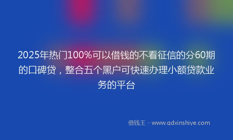 2025年热门100%可以借钱的不看征信的分60期的口碑贷，整合五个黑户可快速办理小额贷款业务的平台