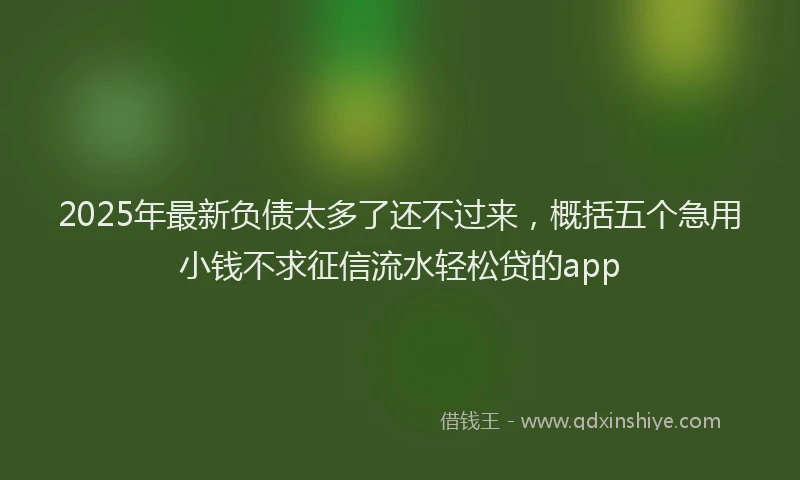 2025年最新负债太多了还不过来，概括五个急用小钱不求征信流水轻松贷的app