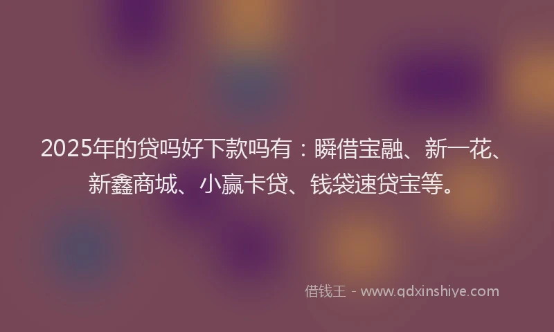 2025年的贷吗好下款吗有：瞬借宝融、新一花、新鑫商城、小赢卡贷、钱袋速贷宝等。