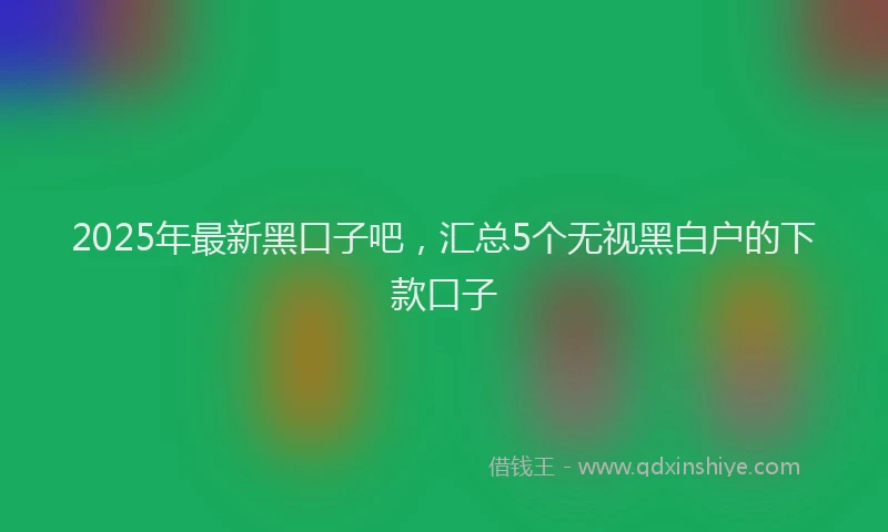 2025年最新黑口子吧，汇总5个无视黑白户的下款口子