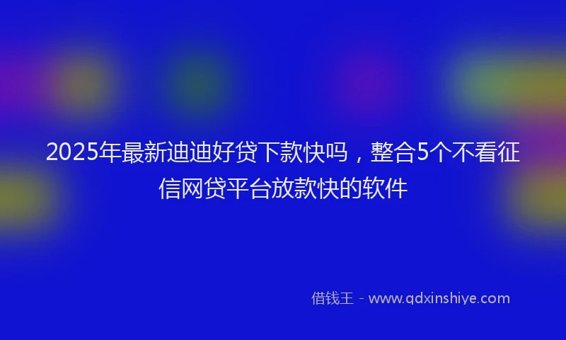 2025年最新迪迪好贷下款快吗，整合5个不看征信网贷平台放款快的软件