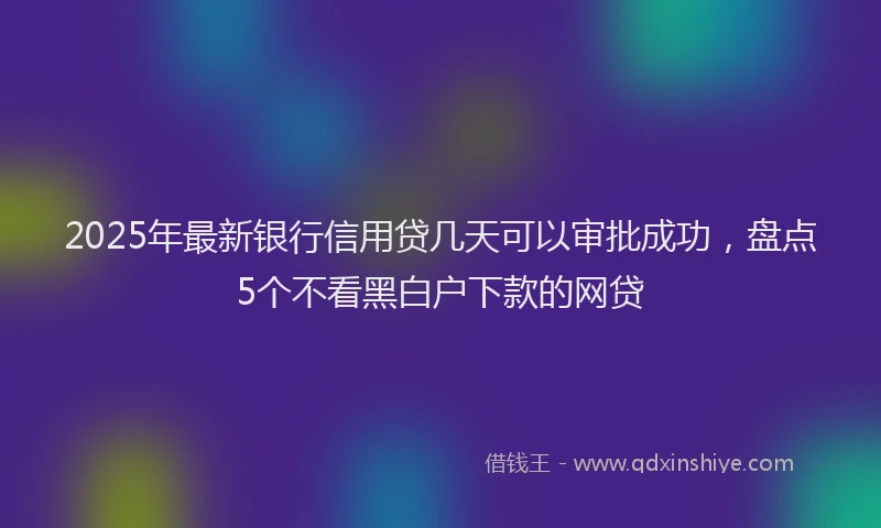 2025年最新银行信用贷几天可以审批成功，盘点5个不看黑白户下款的网贷