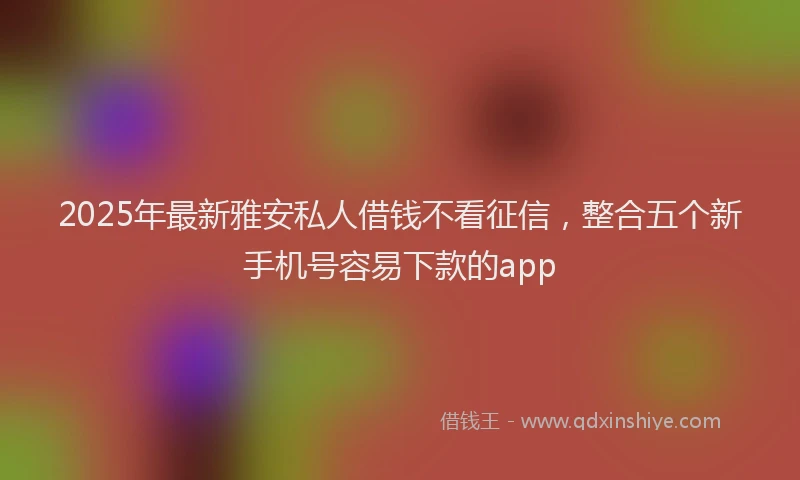 2025年最新雅安私人借钱不看征信，整合五个新手机号容易下款的app