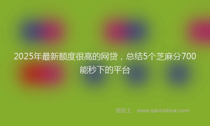 2025年最新额度很高的网贷，总结5个芝麻分700能秒下的平台