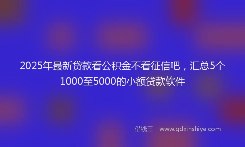 2025年最新贷款看公积金不看征信吧，汇总5个1000至5000的小额贷款软件