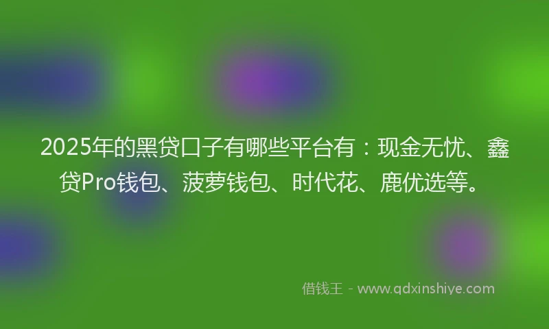 2025年的黑贷口子有哪些平台有：现金无忧、鑫贷Pro钱包、菠萝钱包、时代花、鹿优选等。