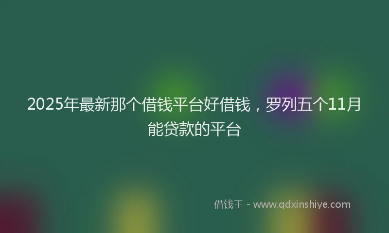 2025年最新那个借钱平台好借钱，罗列五个11月能贷款的平台