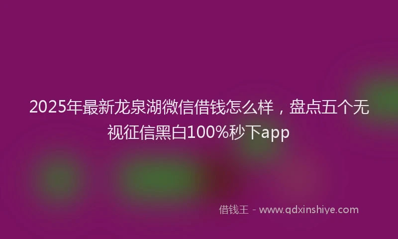 2025年最新龙泉湖微信借钱怎么样，盘点五个无视征信黑白100%秒下app