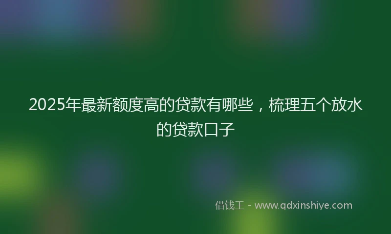 2025年最新额度高的贷款有哪些，梳理五个放水的贷款口子