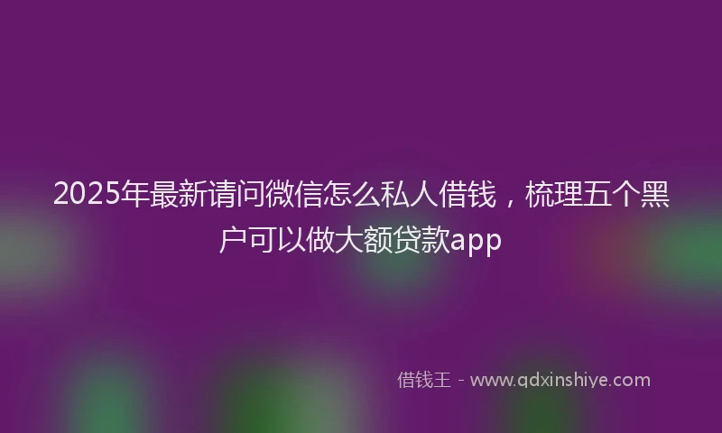 2025年最新请问微信怎么私人借钱，梳理五个黑户可以做大额贷款app