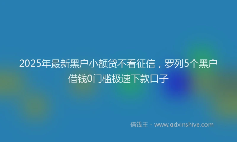 2025年最新黑户小额贷不看征信，罗列5个黑户借钱0门槛极速下款口子