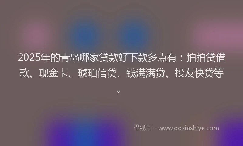 2025年的青岛哪家贷款好下款多点有：拍拍贷借款、现金卡、琥珀信贷、钱满满贷、投友快贷等。