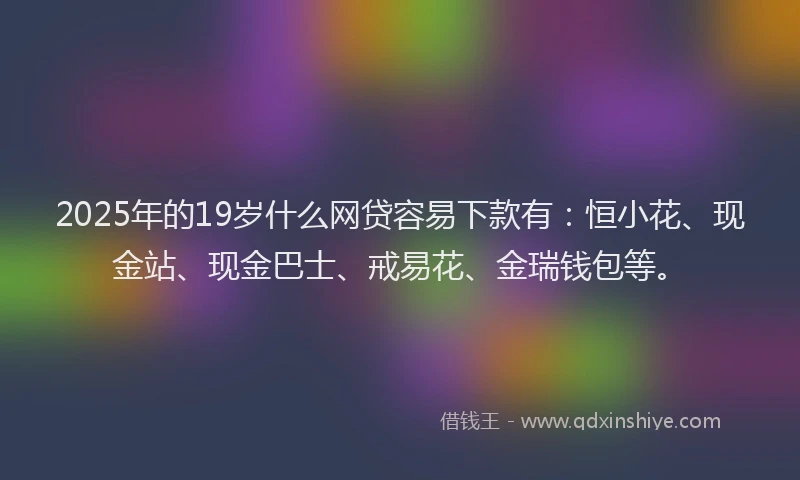 2025年的19岁什么网贷容易下款有：恒小花、现金站、现金巴士、戒易花、金瑞钱包等。